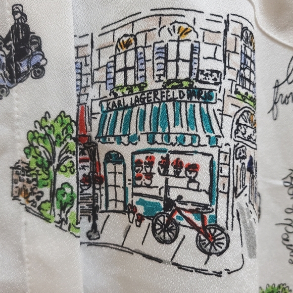 PARIS KARL LAGERFELD PARIS Mixed Print Long-Sleeve Button Down Shirt Sz - Picture 8 of 9